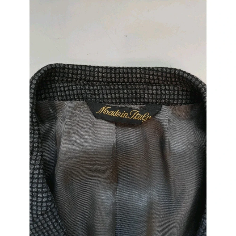 Altieri Mens Wool Sport Coat 44L Gray Check 3 Button Blazer Made in Italy